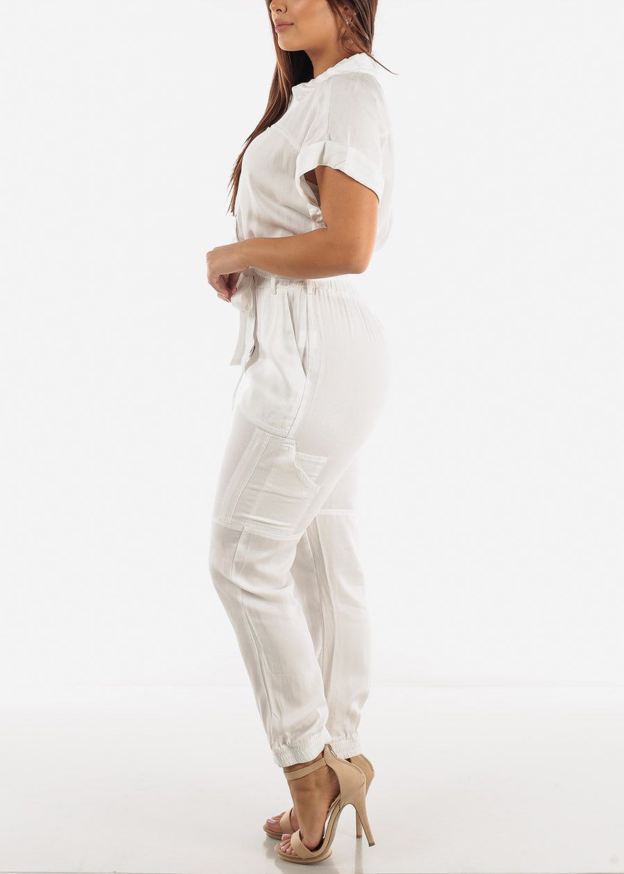 White Cargo Jumpsuit with Belt sold by Moda product image thumbnail 2