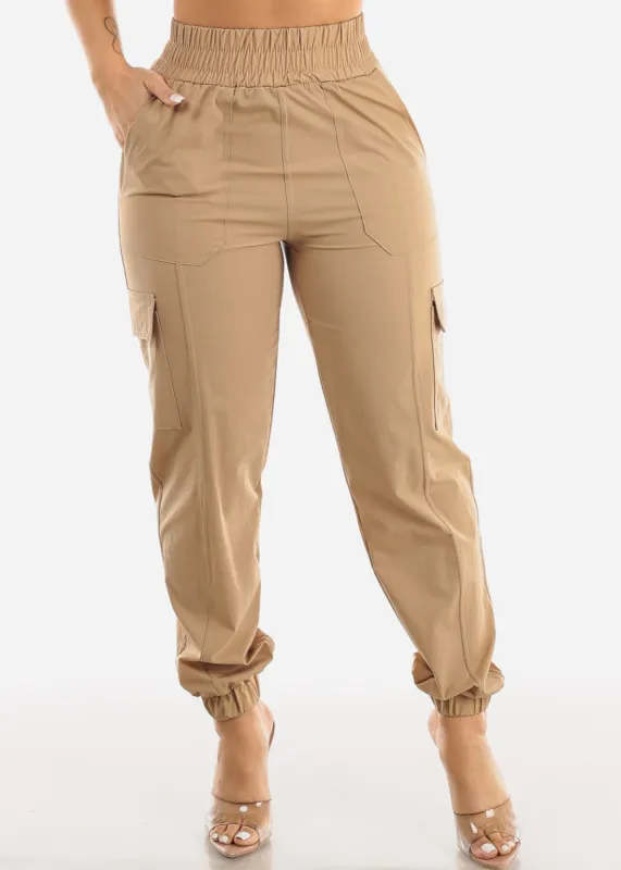 Thick High Waist Khaki Cargo Jogger Pants sold by Moda