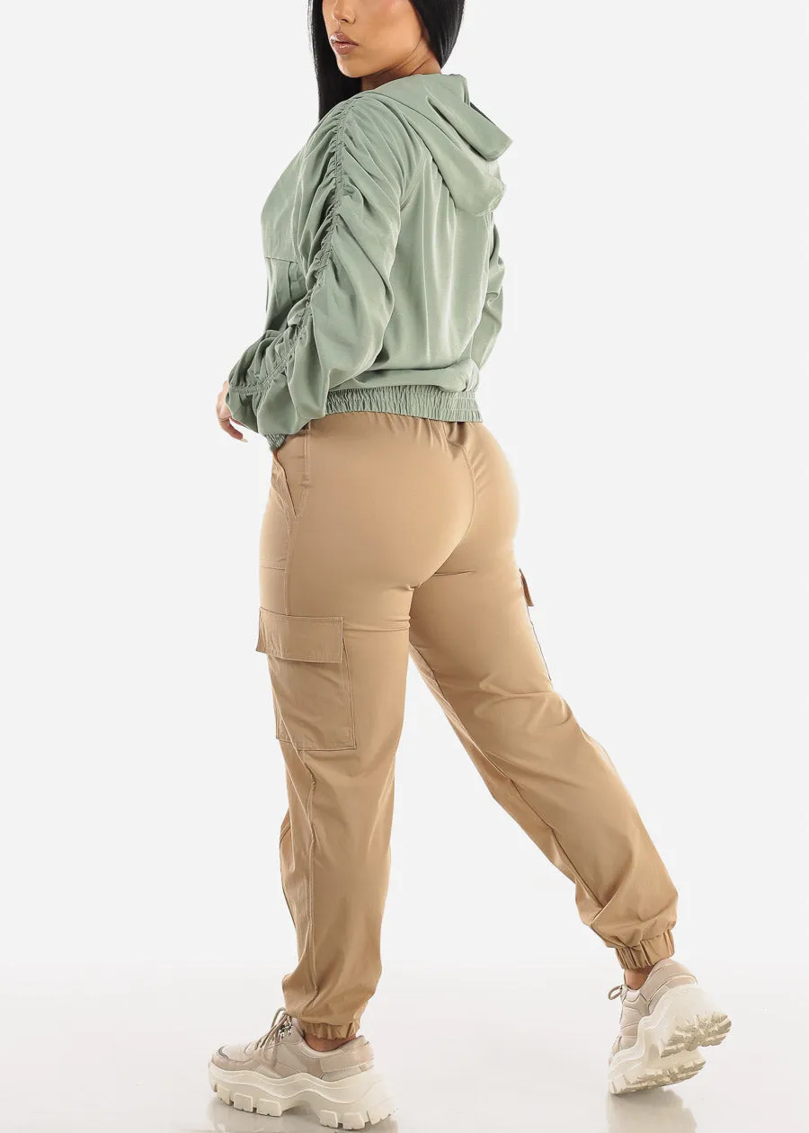 Thick High Waist Khaki Cargo Jogger Pants sold by Moda product image thumbnail 5