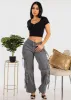 Thermal Short Sleeve Vneck Black Crop Top sold by Moda