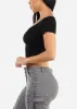 Thermal Short Sleeve Vneck Black Crop Top sold by Moda