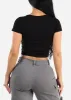 Thermal Short Sleeve Vneck Black Crop Top sold by Moda