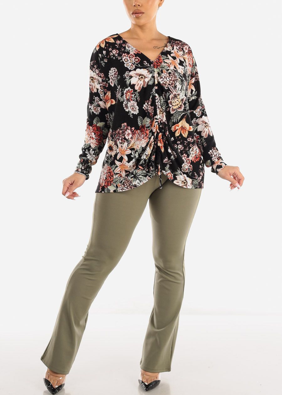 Ruched Front Long Sleeve Floral Tunic Top sold by Moda product image thumbnail 2