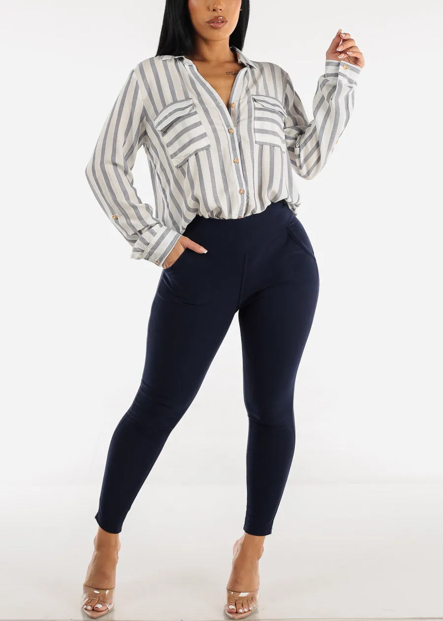 High Waisted Butt Lifting Navy Skinny Pants sold by Moda product image thumbnail 2