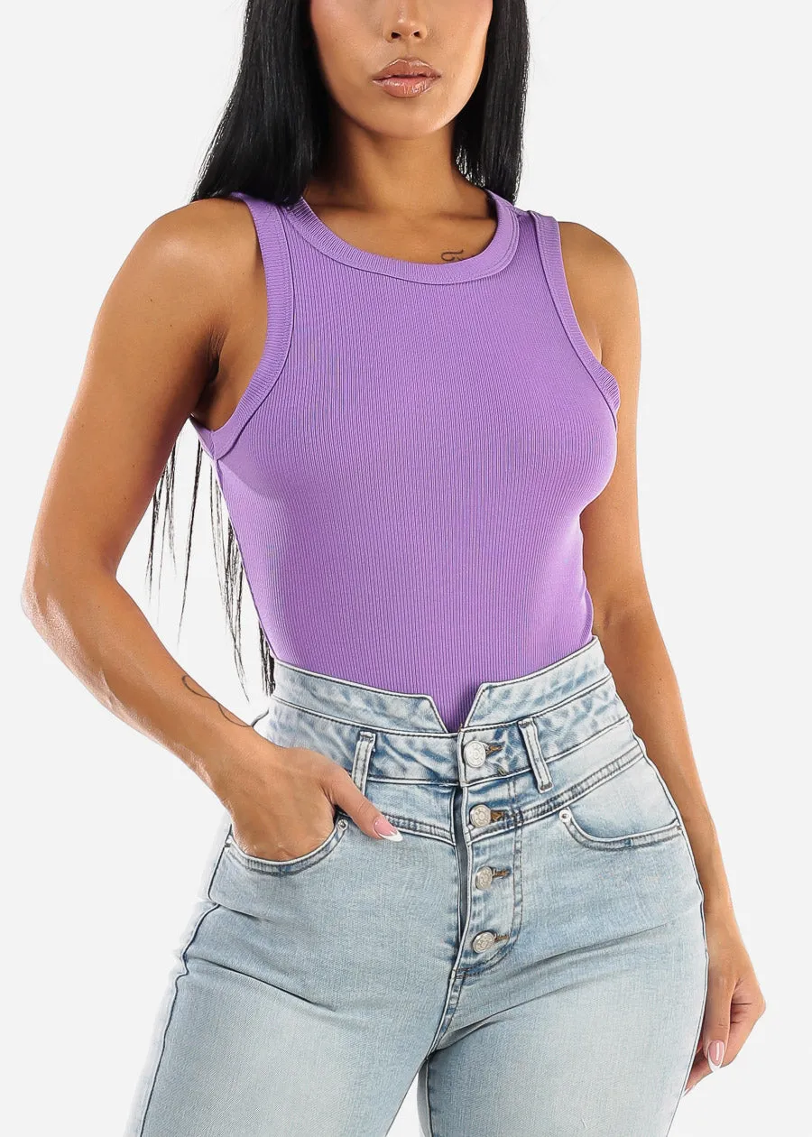 Sleeveless Crewneck Thong Bodysuit Purple sold by Moda product image thumbnail 5