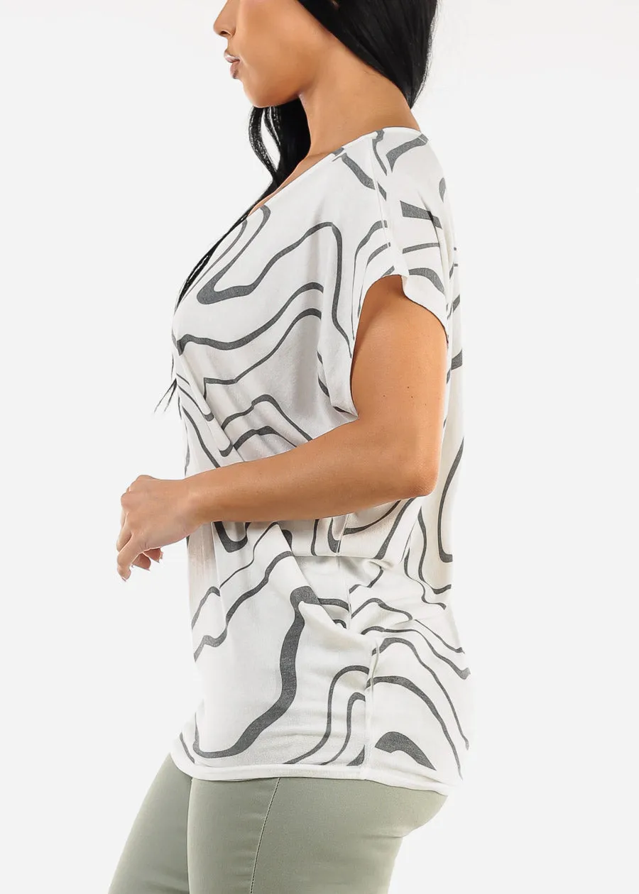 Short Dolman Sleeve Printed Tunic Top White sold by Moda product image thumbnail 3