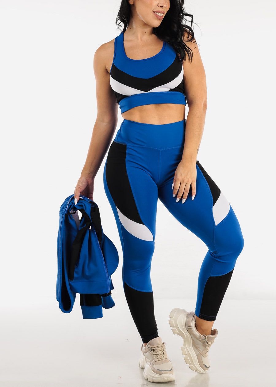 Blue Activewear Jacket, Sports Bra & Leggings (3 PCE SET) sold by Moda product image thumbnail 3