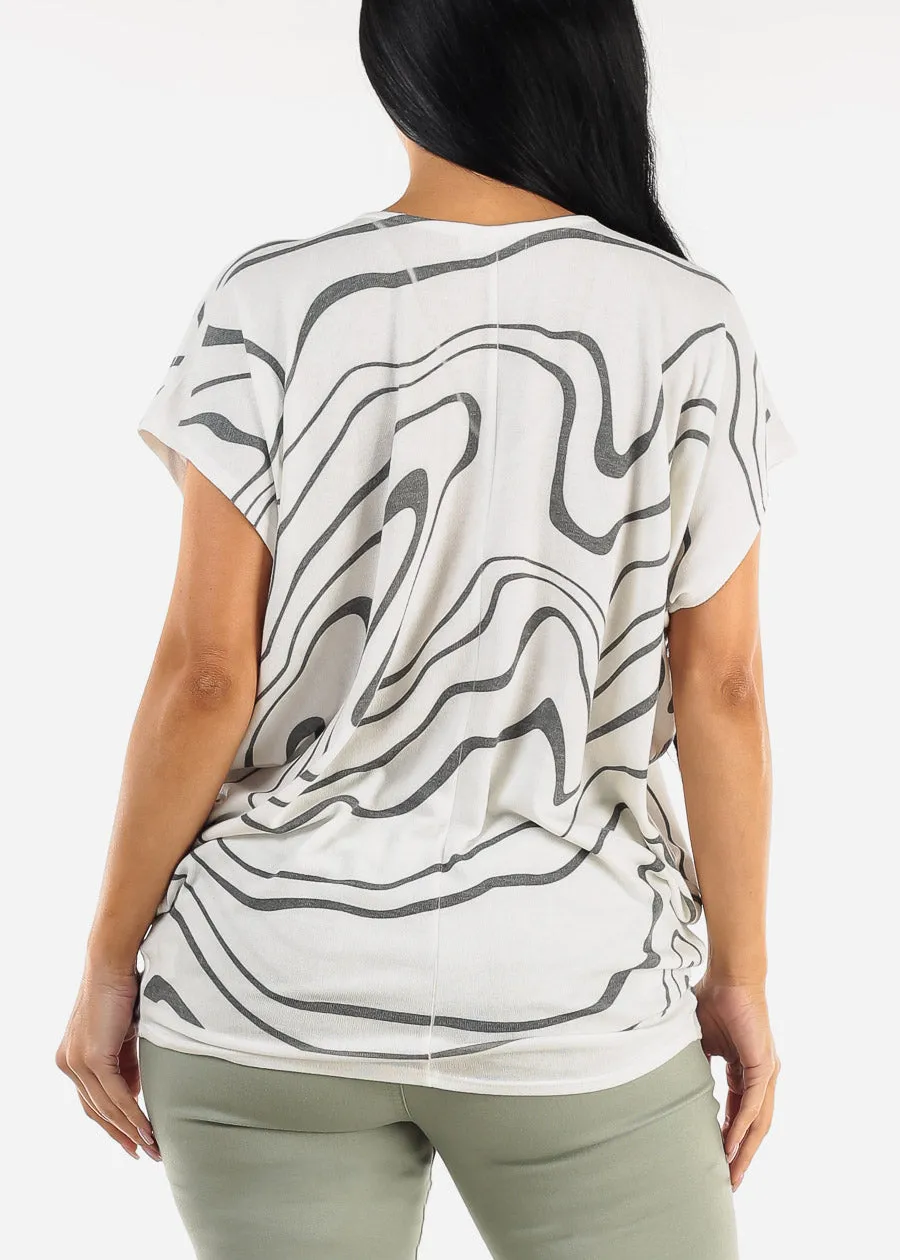 Short Dolman Sleeve Printed Tunic Top White sold by Moda product image thumbnail 4