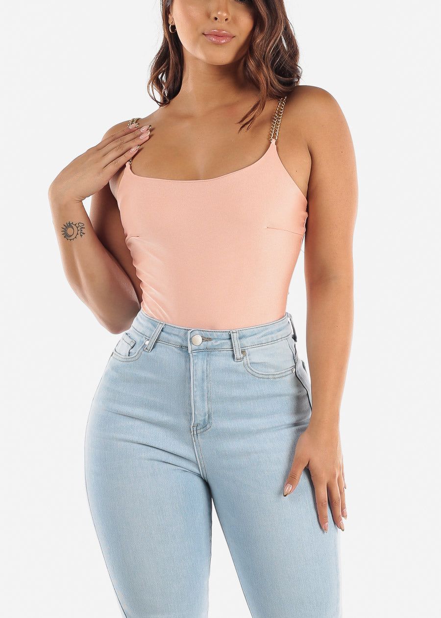 Pink Thong Bodysuit w Chain Straps sold by Moda