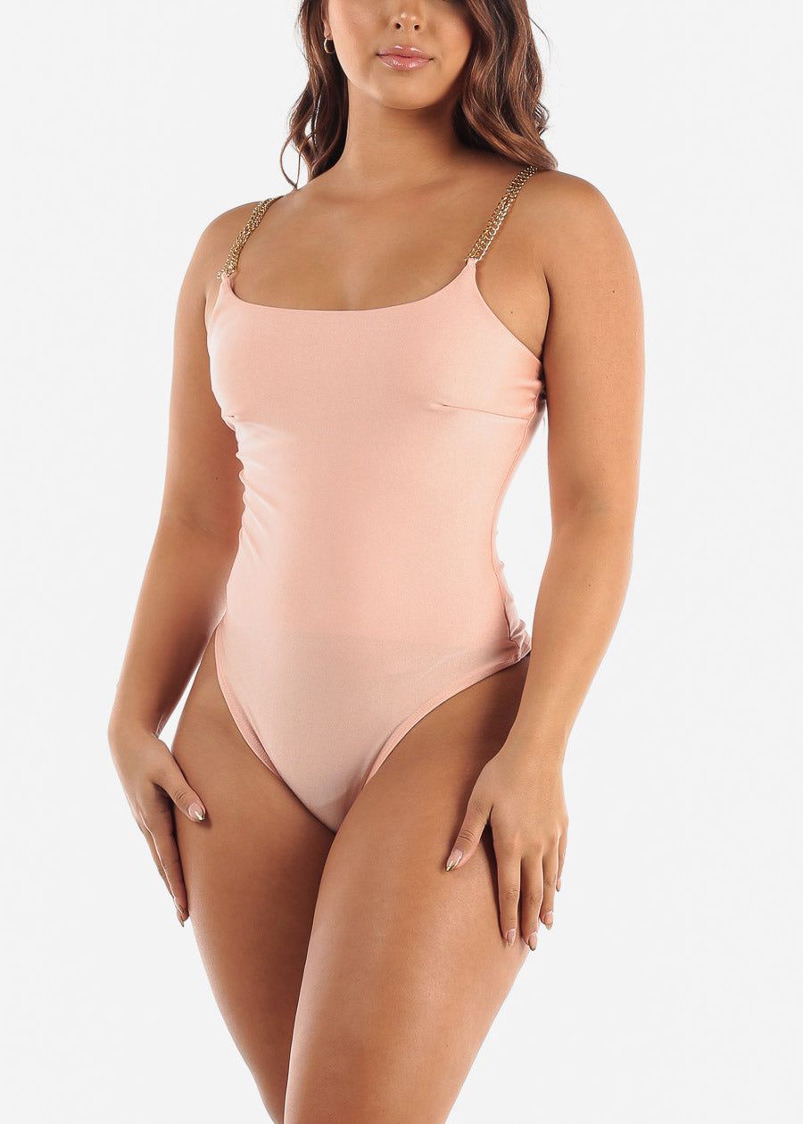 Pink Thong Bodysuit w Chain Straps sold by Moda product image thumbnail 3