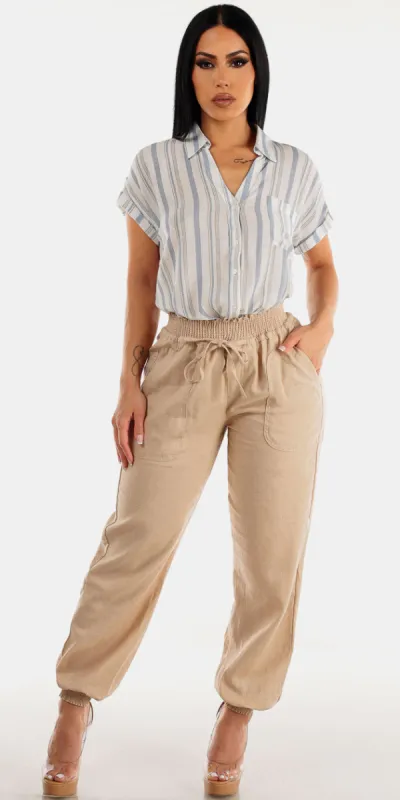 Stripe Beige Linen Set sold by Moda