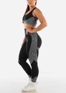 Activewear Set Sport Bra & Leggings B&W (2 PCE) sold by Moda