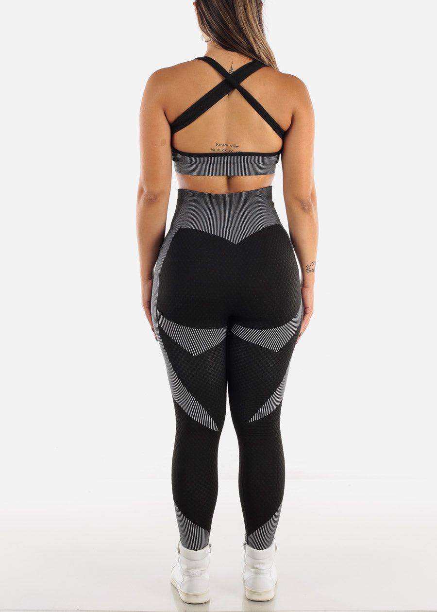 Activewear Set Sport Bra & Leggings B&W (2 PCE) sold by Moda product image thumbnail 4