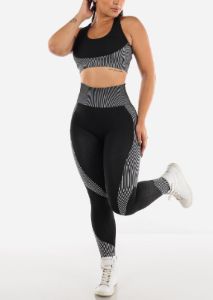 Activewear Set Sport Bra & Leggings B&W (2 PCE) sold by Moda