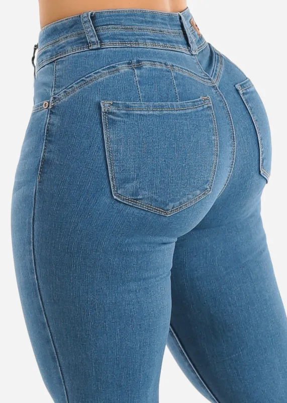 High Waisted Butt Lifting Light Skinny Jeans sold by Moda