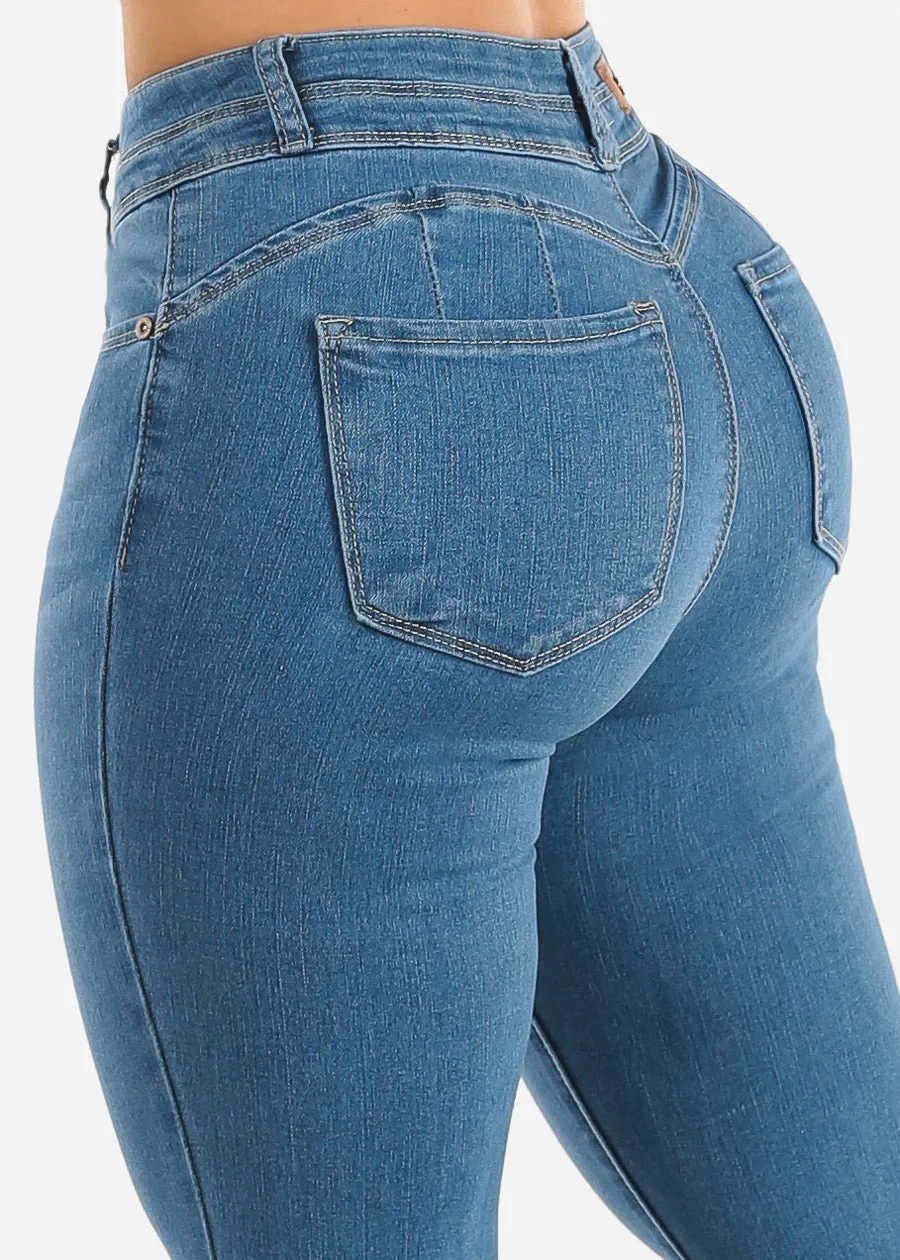 High Waisted Butt Lifting Light Skinny Jeans sold by Moda
