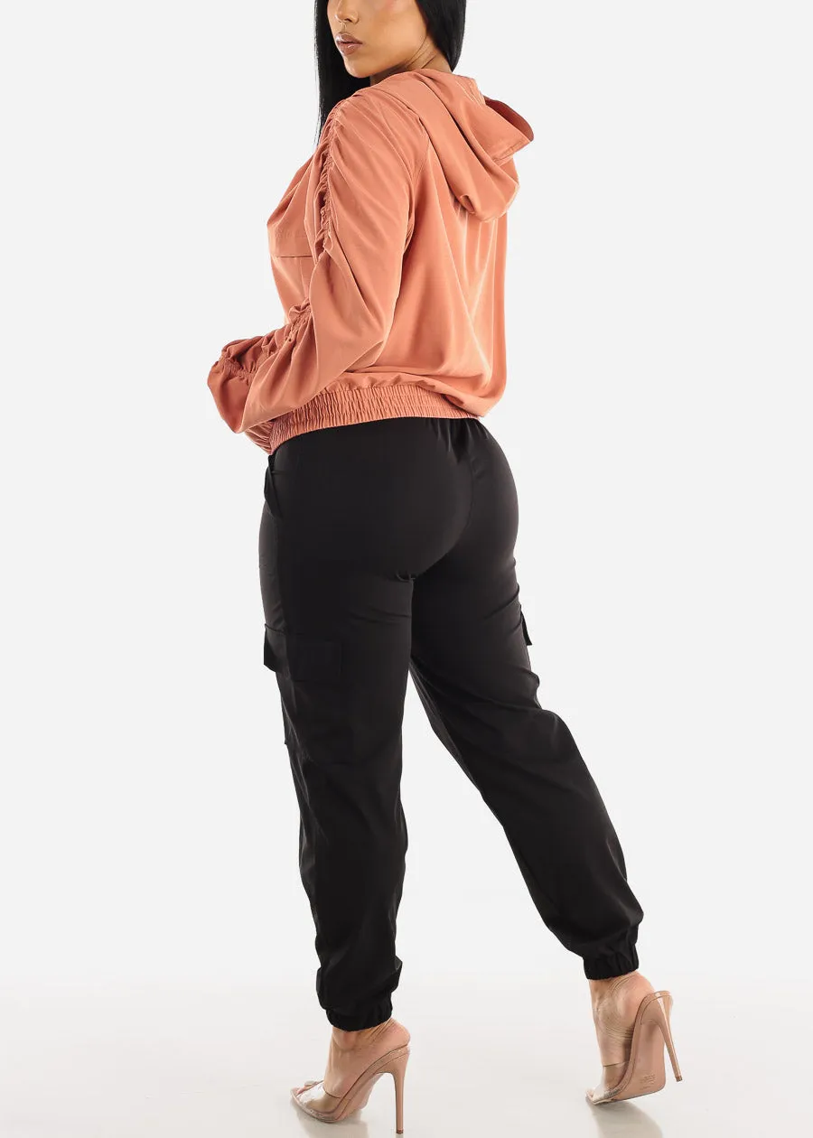 Black Thick High Waist Cargo Jogger Pants sold by Moda product image thumbnail 5