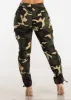 High Waisted Camo Cargo Pants w Adjustable Drawstring Hem sold by Moda