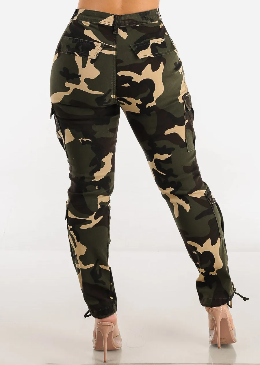 High Waisted Camo Cargo Pants w Adjustable Drawstring Hem sold by Moda product image thumbnail 4