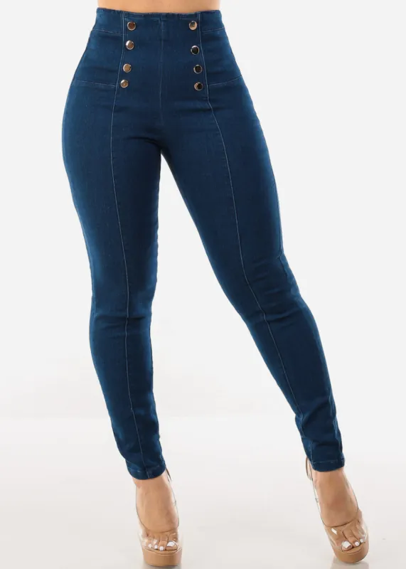 Super High Waist Denim Stretch Skinny Pants sold by Moda