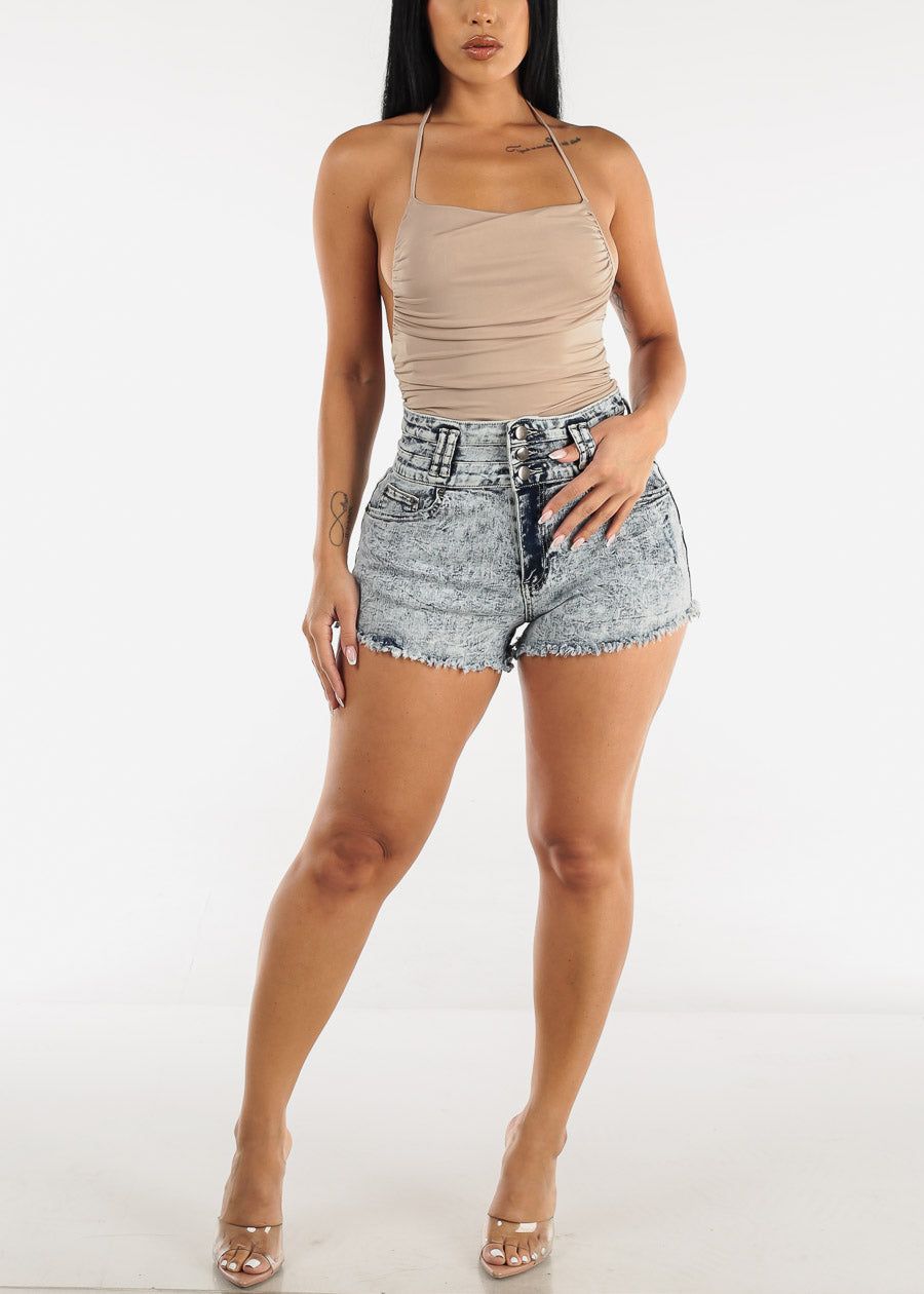 Halter Ruched Khaki Thong Bodysuit sold by Moda product image thumbnail 5