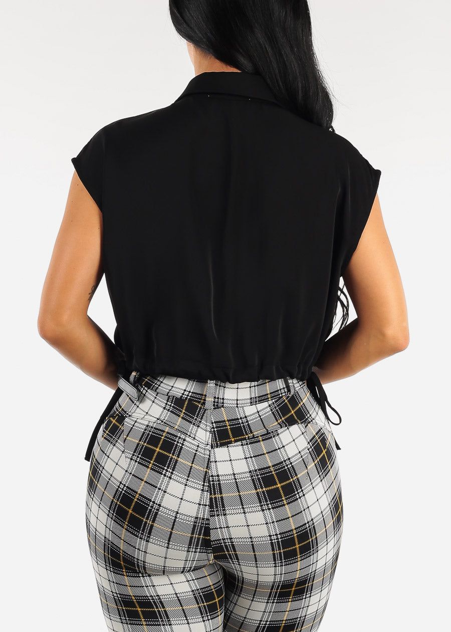 Black Button Up Shirt w Adjustable Drawstring Hem sold by Moda product image thumbnail 4
