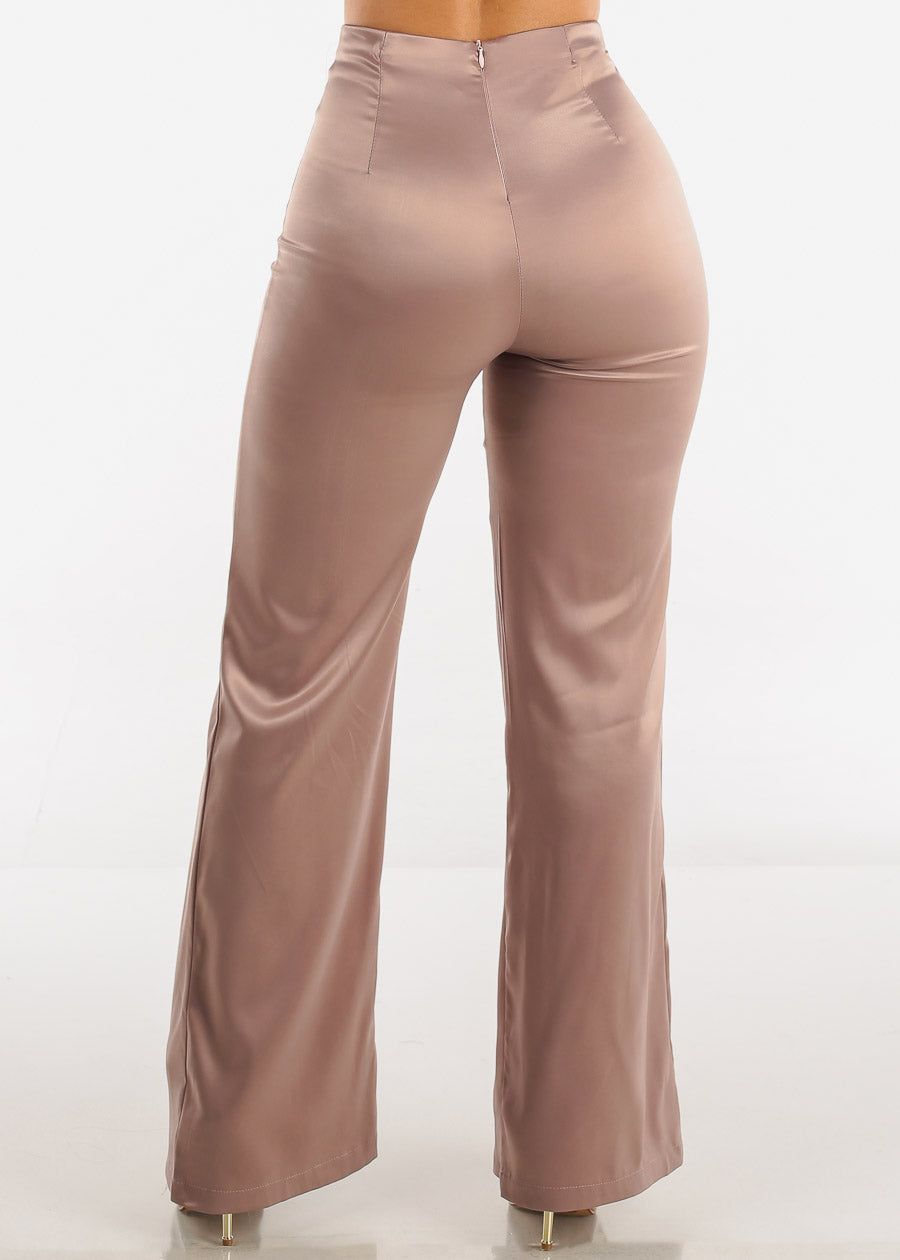 High Waisted Glossy Satin Wide Legged Pants sold by Moda product image thumbnail 4