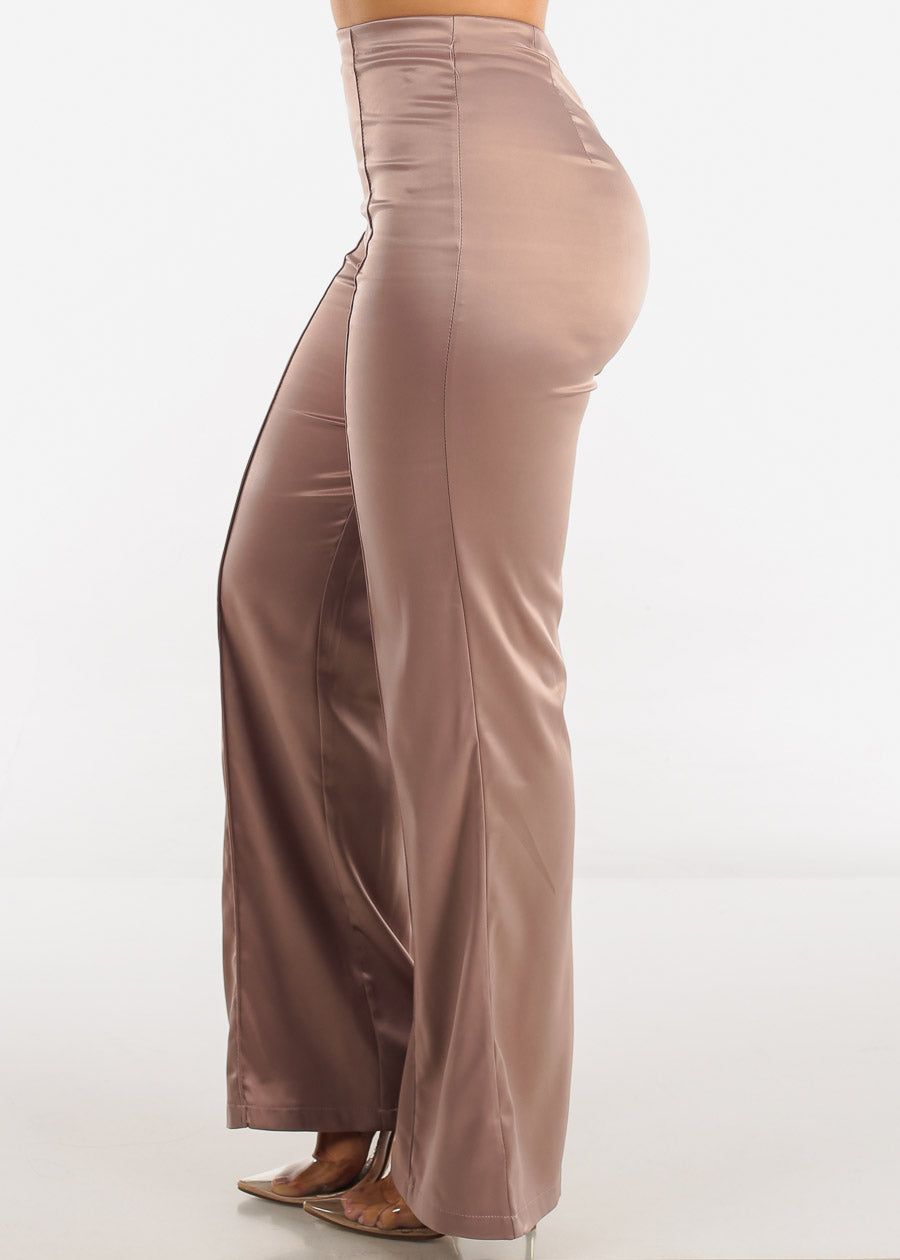 High Waisted Glossy Satin Wide Legged Pants sold by Moda product image thumbnail 3