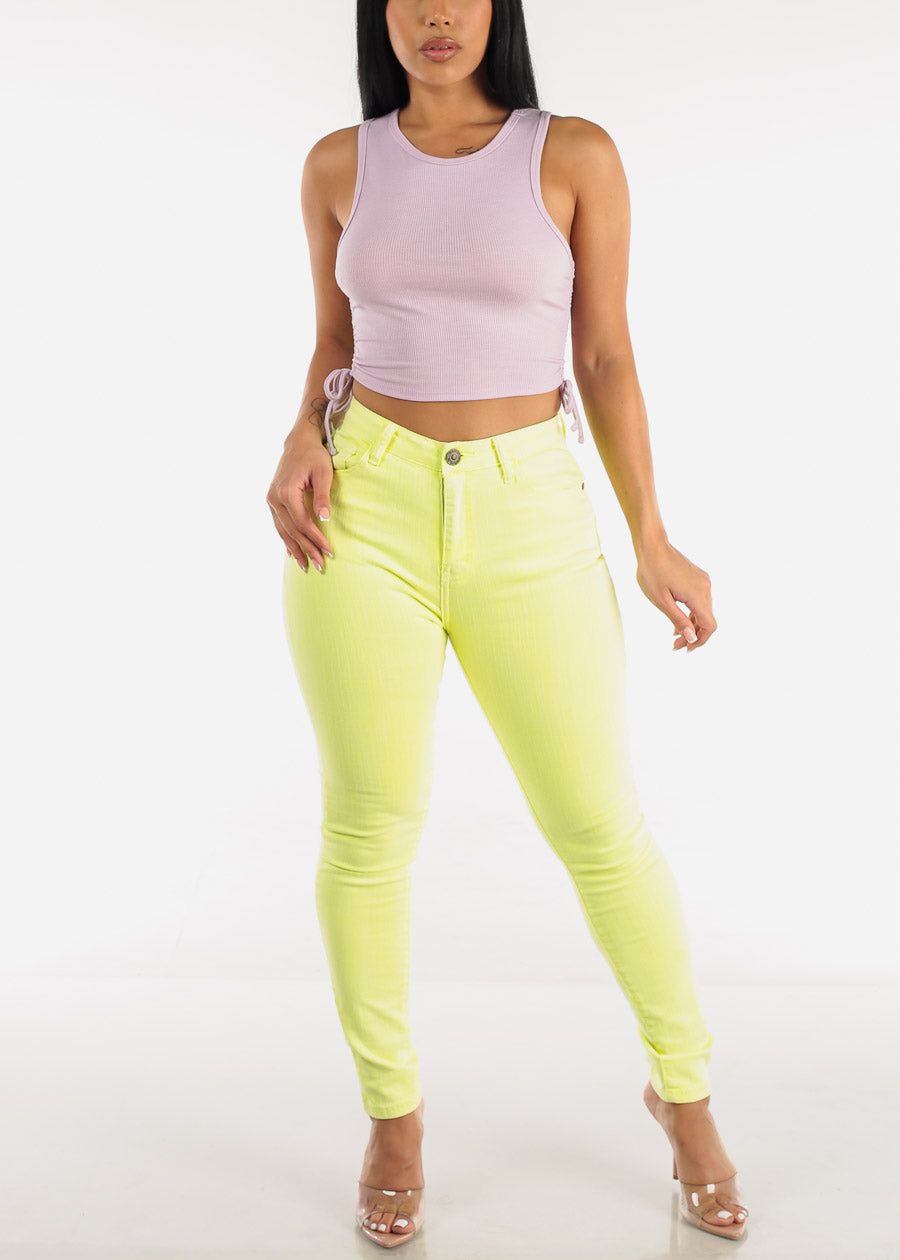 High Waisted Neon Yellow Skinny Jeans sold by Moda product image thumbnail 7