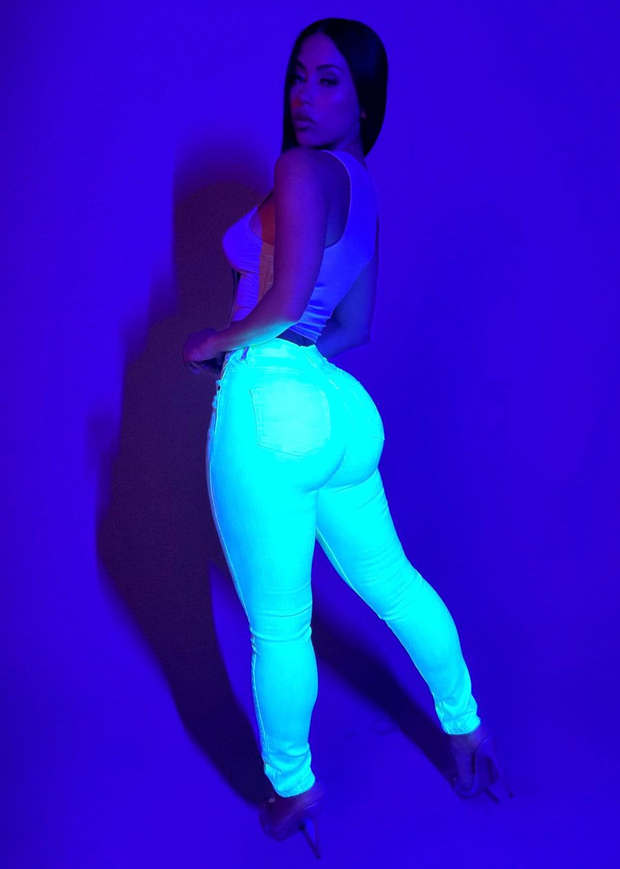 High Waisted Neon Yellow Skinny Jeans sold by Moda product image thumbnail 4