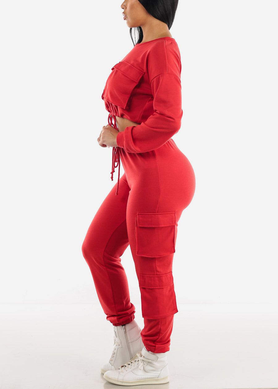 French Terry Red Top & Joggers (2 PCE SET) sold by Moda product image thumbnail 2