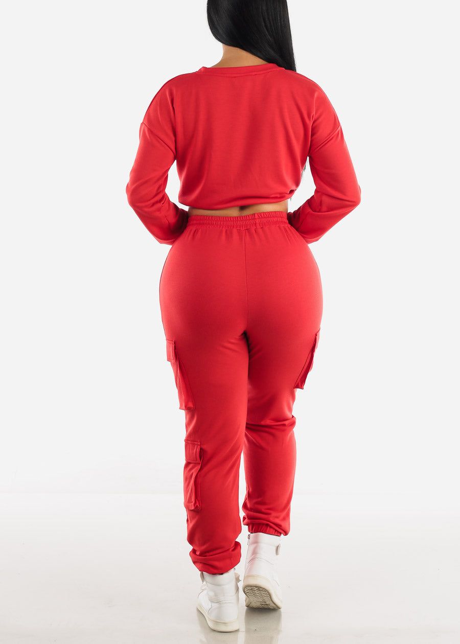 French Terry Red Top & Joggers (2 PCE SET) sold by Moda product image thumbnail 3