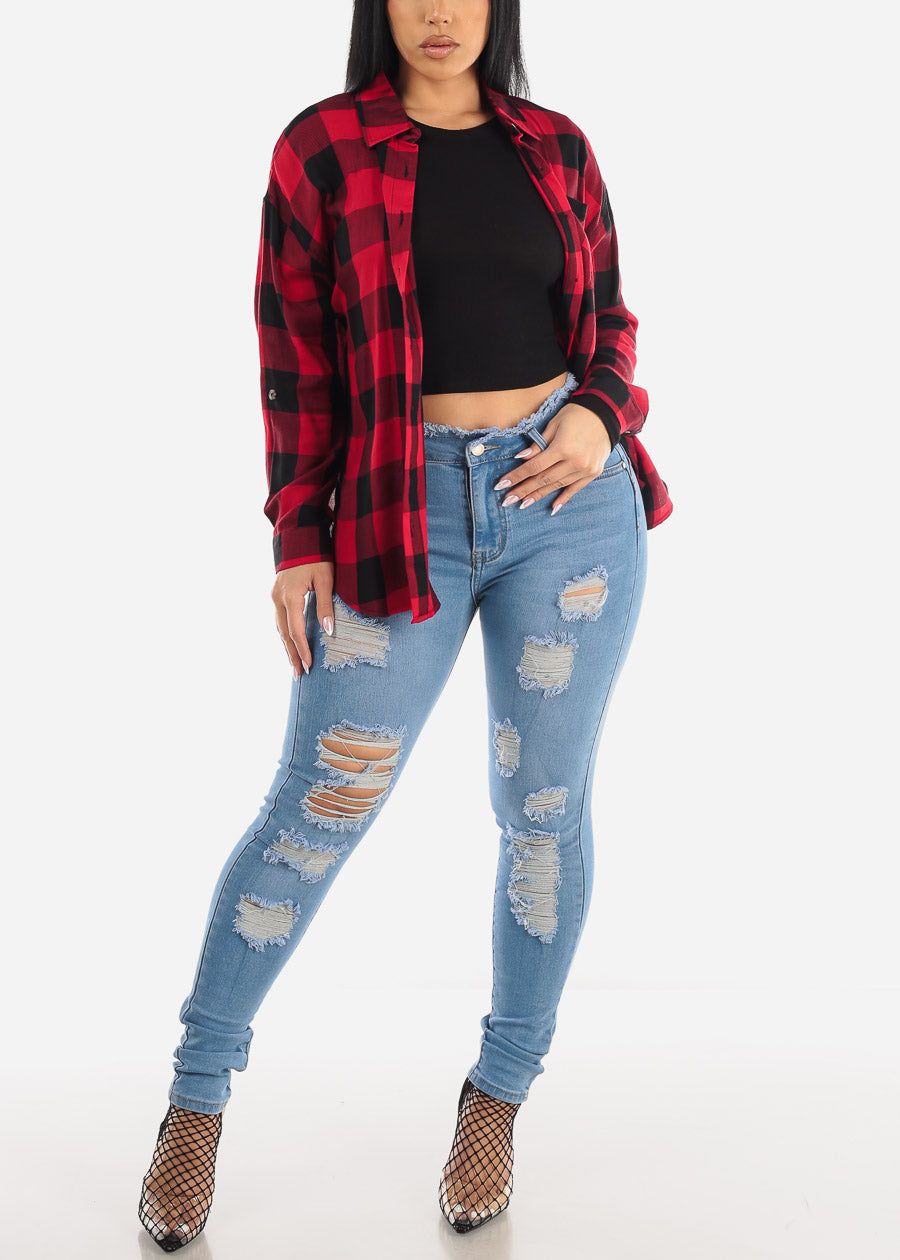 Black Crewneck Long Sleeve Crop Top sold by Moda product image thumbnail 3