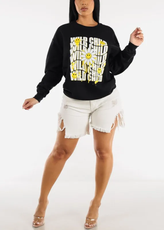 Wild Child Black Graphic Sweatshirt sold by Moda