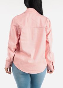Cotton Long Sleeve Pink Denim Shacket sold by Moda