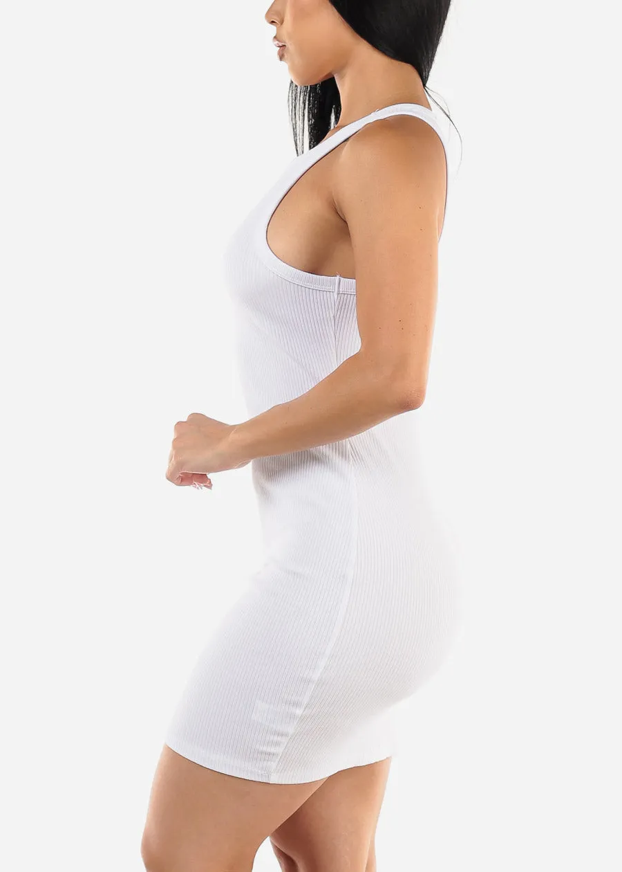Ribbed Bodycon Tank Mini Dress White sold by Moda product image thumbnail 4