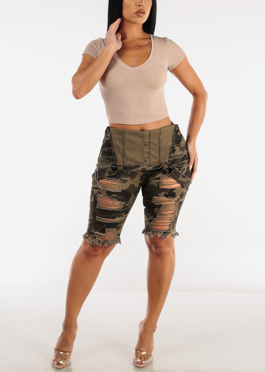 Ribbed Vneck Short Sleeve Crop Top Mocha sold by Moda product image thumbnail 2