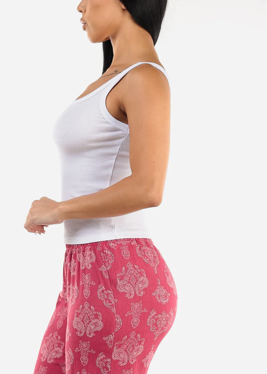 White Sleeveless Scoop Neck Ribbed Tank Top sold by Moda product image thumbnail 3