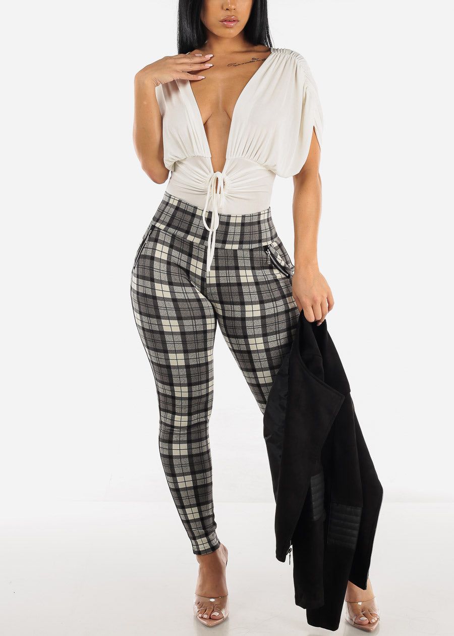 Sexy Plunge Neckline Ivory Bodysuit sold by Moda product image thumbnail 5