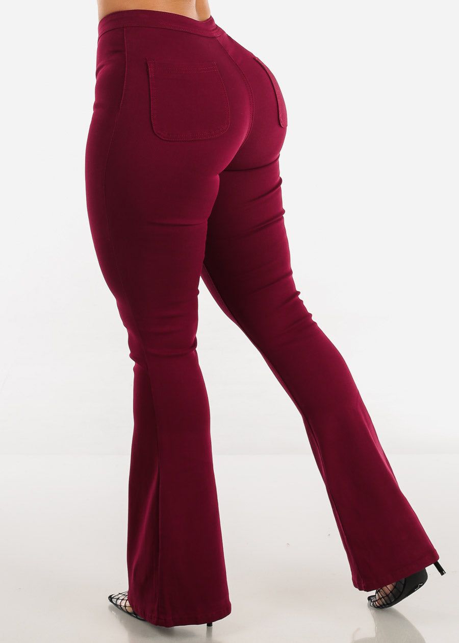 Super Stretch High Waisted Burgundy Bell Bottoms sold by Moda product image thumbnail 4