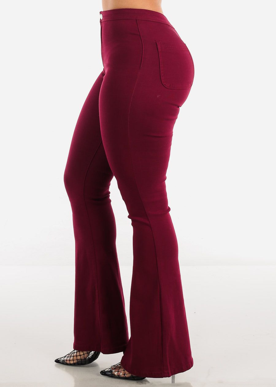 Super Stretch High Waisted Burgundy Bell Bottoms sold by Moda product image thumbnail 3