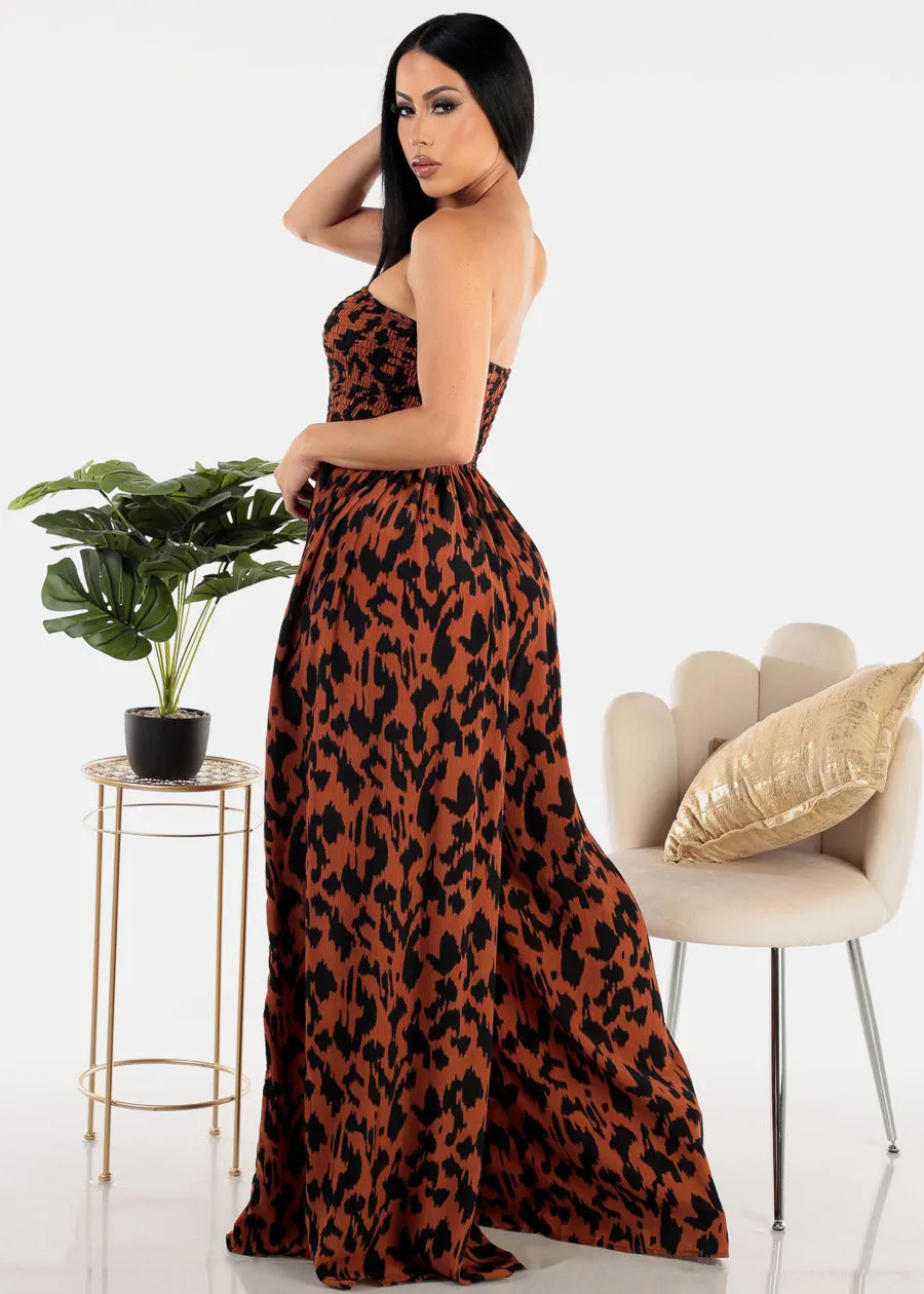 Animal Print Strapless Jumpsuit Brown sold by Moda product image thumbnail 4