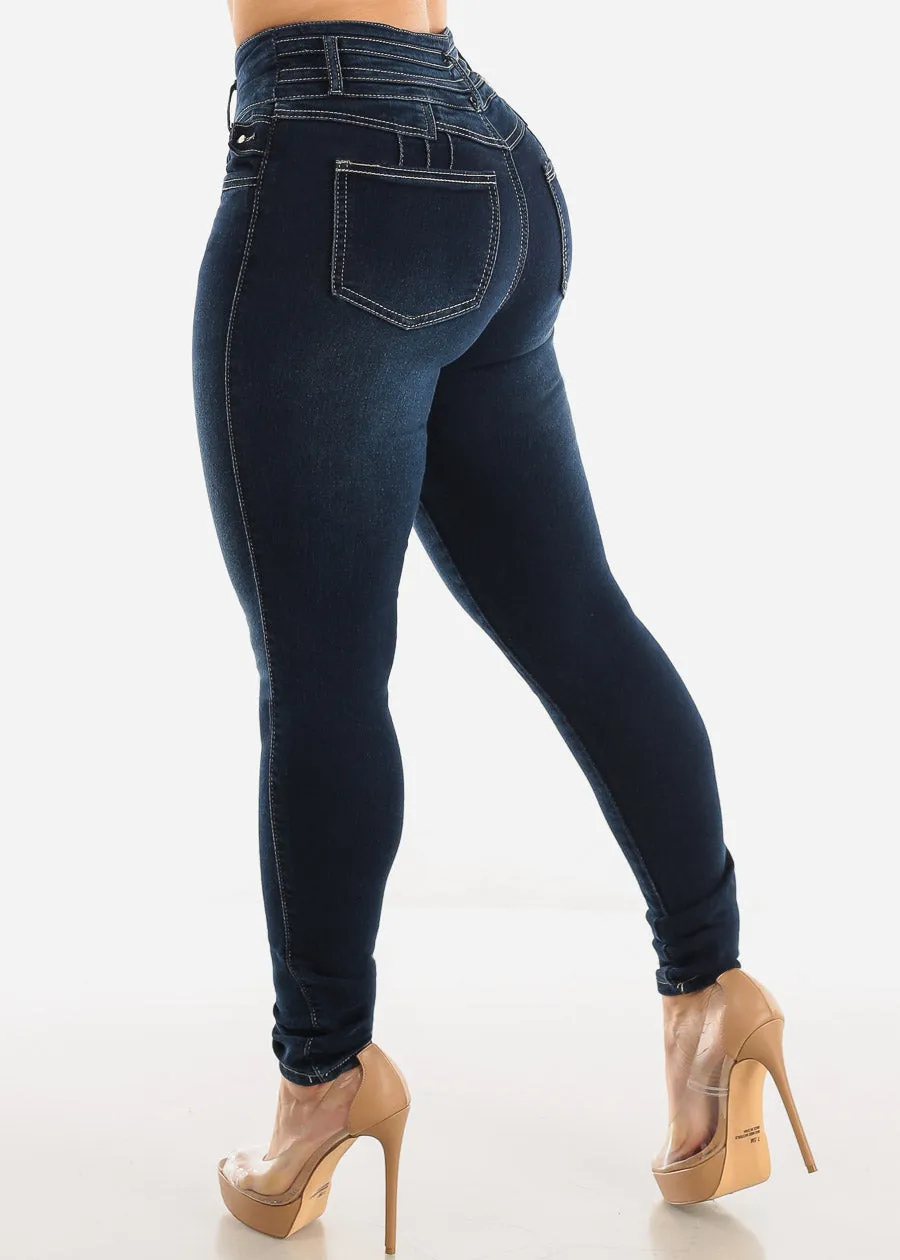 Super High Waisted Levantacola Skinny Jeans Dark Wash sold by Moda product image thumbnail 5