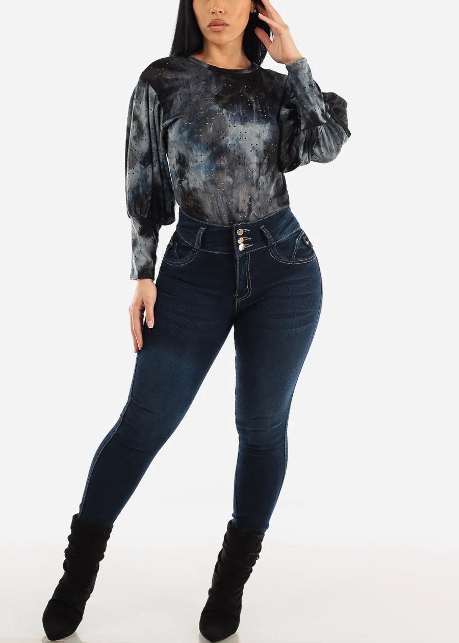 Super High Waisted Levantacola Skinny Jeans Dark Wash sold by Moda product image thumbnail 2