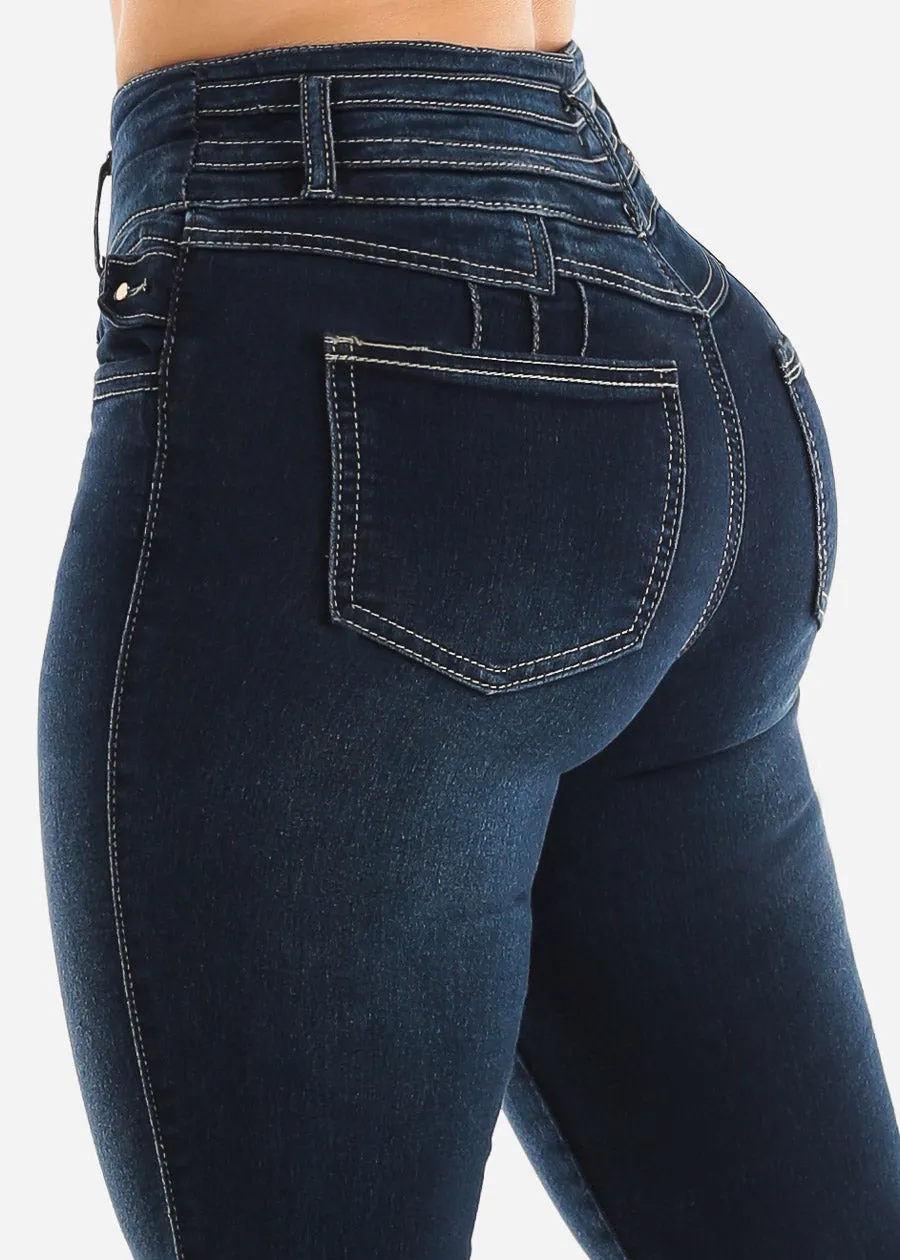 Super High Waisted Levantacola Skinny Jeans Dark Wash sold by Moda