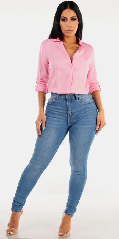 Pink Shirt Butt Lift Skinnies Set sold by Moda