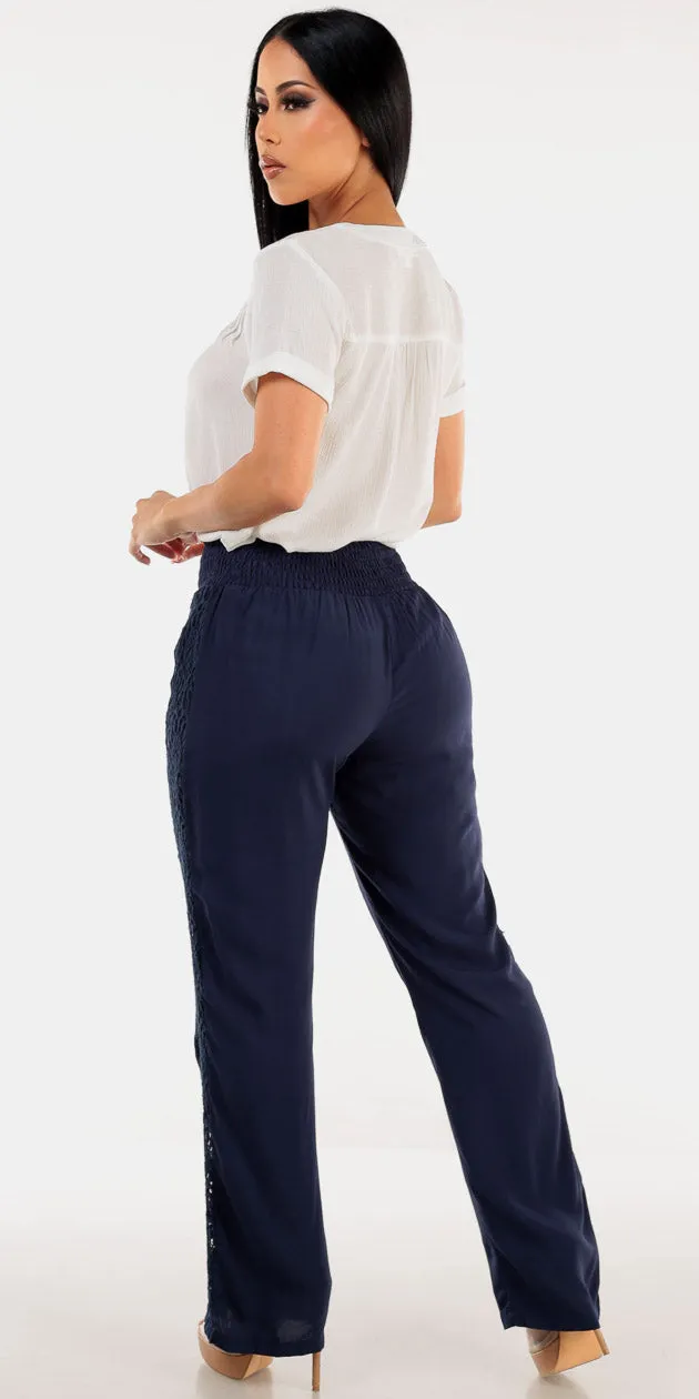 Vneck Navy Straight Pants Set sold by Moda product image thumbnail 2