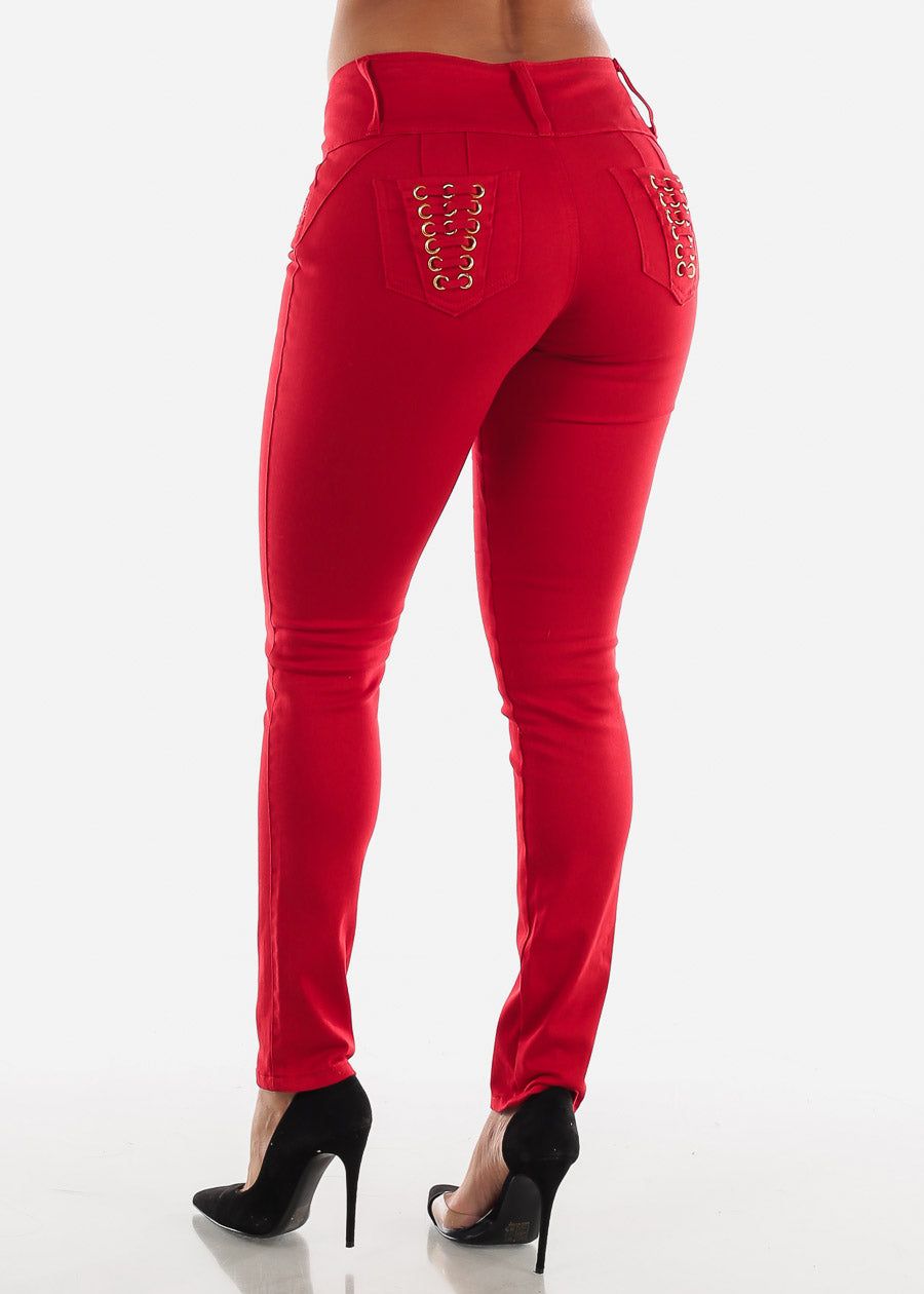 MX JEANS Butt Lifting Red Skinny Jeans sold by Moda product image thumbnail 5