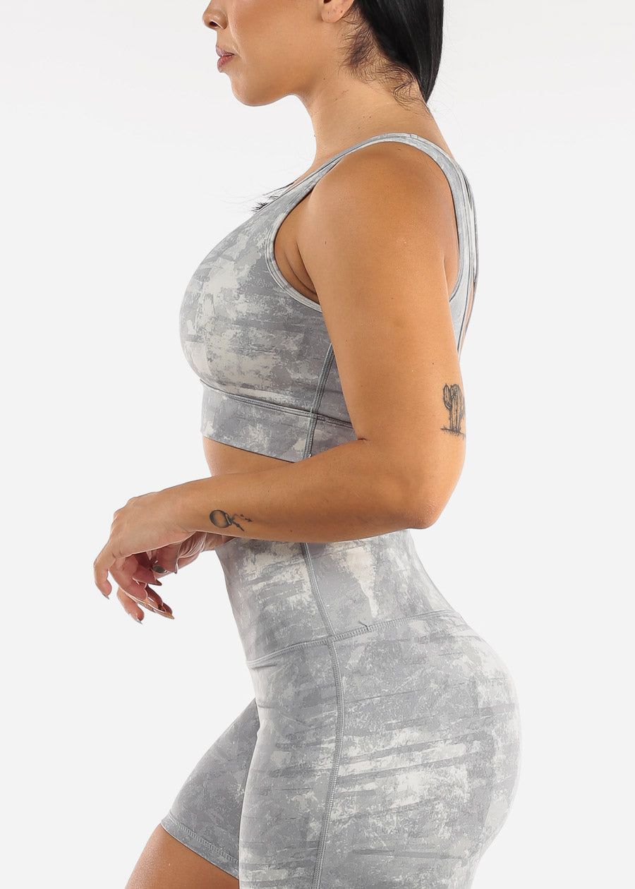 MONO B Activewear Sports Bra Cut Out Back Printed Grey sold by Moda product image thumbnail 4
