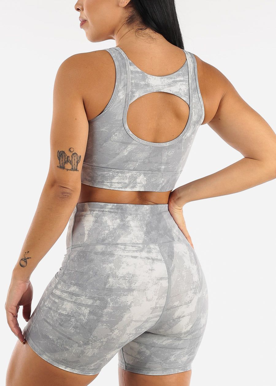 MONO B Activewear Sports Bra Cut Out Back Printed Grey sold by Moda product image thumbnail 2